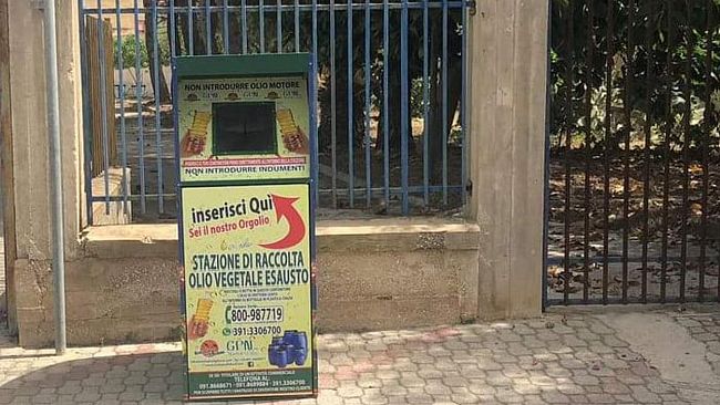 Cassonetti per la raccolta di olii esausti di provenienza domestica posizionati a Campobello e nelle frazioni