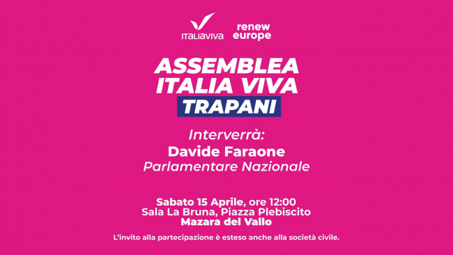 Mazara, giorno 15 l’assemblea di Italia Viva Trapani  