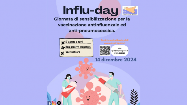 Asp Trapani: Influ-day, giornata di sensibilizzazione per la vaccinazione antinfluenzale e anti-pneumococcica