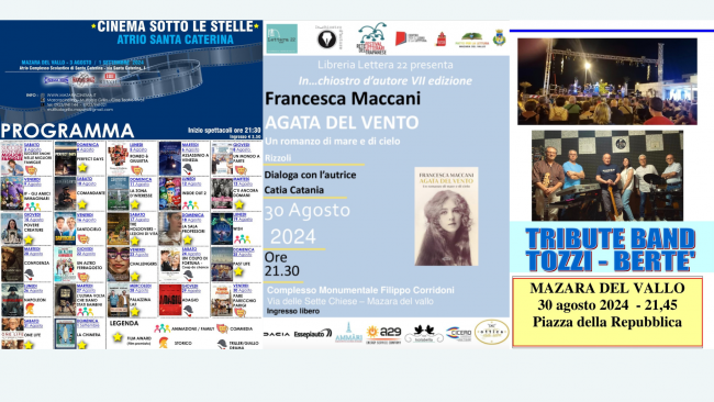 Mazara estate 2024: gli eventi dell’ultima settimana di agosto, dal 26 al 1°settembre