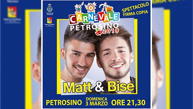 Al Carnevale di Petrosino arrivano “Matt & Bise”