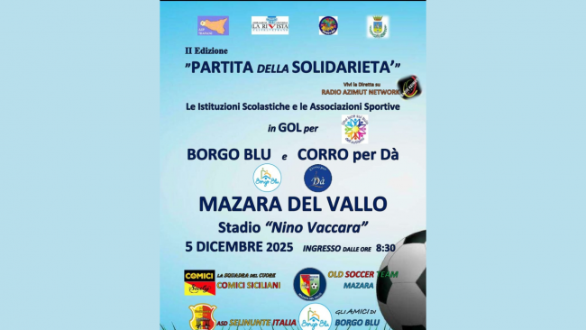 Mazara, il 5 dicembre la partita della solidarietà 