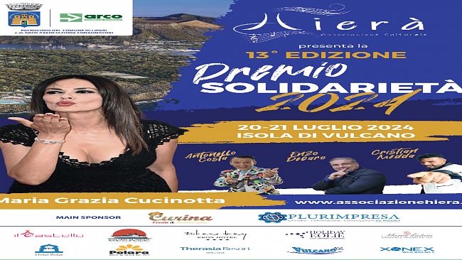 Isola di Vulcano, la madrina della 13esima edizione del Premio Solidarietà 2024 sarà  Maria Grazia Cucinotta