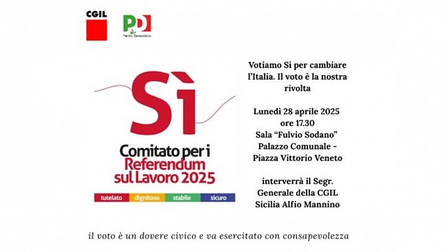 Incontro pubblico a Trapani sul Referendum dell'8 e 9 giugno, organizzato dal PD e la Cgil