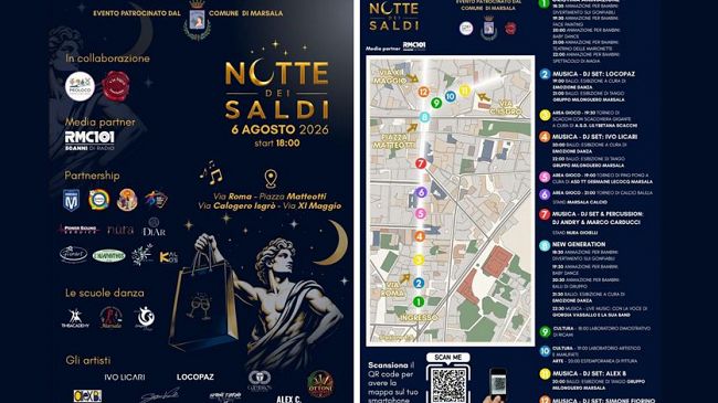 6 Agosto: “Notte dei Saldi” a Marsala. Modifiche alla circolazione nelle sedi viarie interessate alla manifestazione