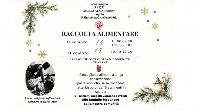 Trapani. Due giorni di raccolta alimentare per le famiglie bisognose