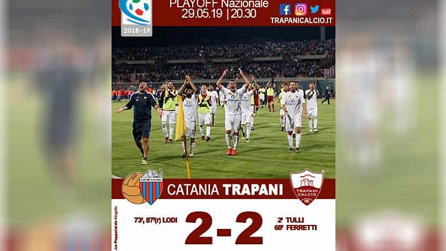 Trapani calcio, pareggio amaro al “Massimino” di Catania