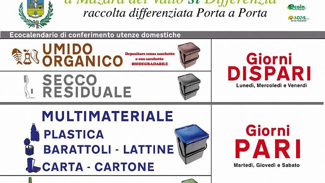 Mazara, domani primo maggio non vi sarà raccolta rifiuti in quanto giornata festiva