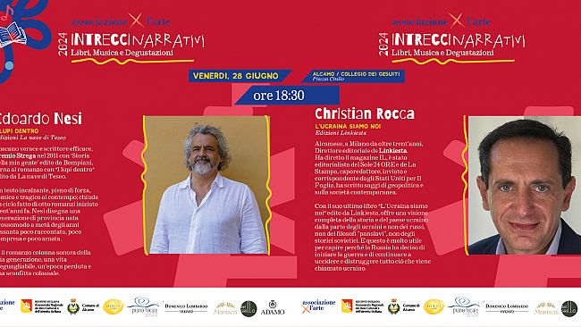Rassegna “Intrecci Narrativi” ad Alcamo il 28 giugno Edoardo Nesi e Christian Rocca