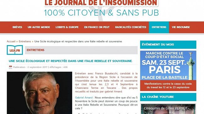 Busalacchi intervistato dalla stampa francese vicina a Mélenchon