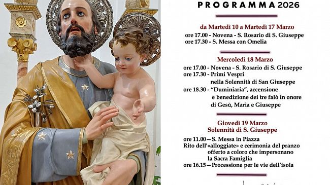 ​Marettimo, al via 3 giorni di festeggiamenti in onore di San Giuseppe