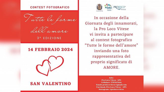 ​Pro loco Vitese, tutto pronto per la 3^ edizione del contest fotografico “Tutte le forme dell’amore”