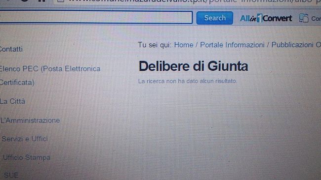 Mazara, “Disfunzioni” nel sito del Comune. I bravi tecnici comunali provvedano