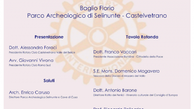 Il Rotary club Castelvetrano organizza al Baglio Florio di Selinunte il convegno Sinergie per la pace