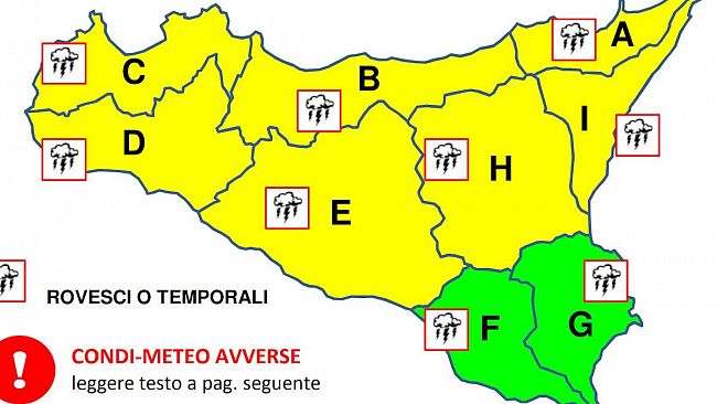 Maltempo in arrivo, diramata allerta gialla per la provincia di Trapani
