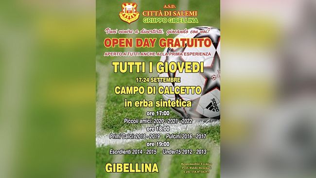 ASD Città di Salemi, nei giorni 17 e 24 settembre open day gratuiti a Gibellina 