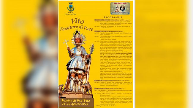 Mazara, dal 21 al 25 agosto il Festino di San Vito 