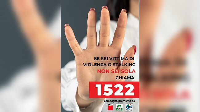Campagna informativa, per il 25 novembre, di Cgil, Cisl e Uil Trapani sul numero antiviolenza 1522