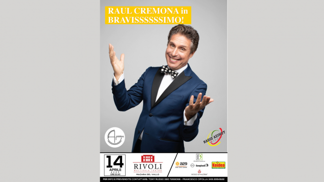 Mazara, il 14 aprile al CineTeatro Rivoli lo spettacolo del comico Raul Cremona