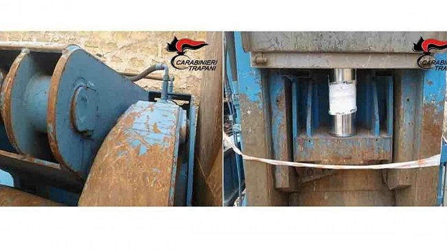 Mazara, sequestrata dai Carabinieri una pressa cesoia del valore di 300.000 Euro