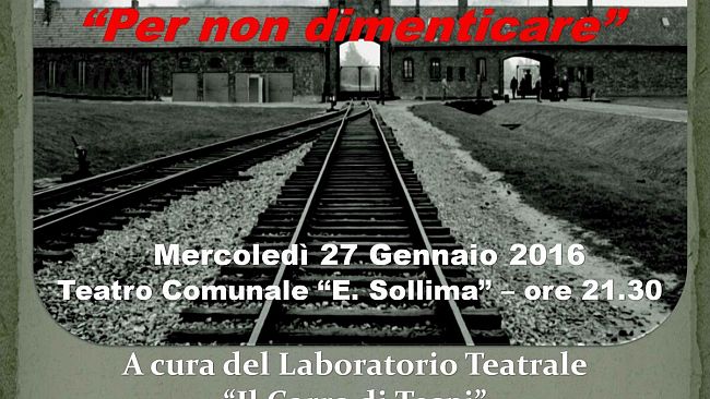 Teatro Comunale  Mercoledì prossimo rappresentazione sulla Shoah. A proporla attori non professionisti diretti da Massimo Graffeo. Previsto anche un corteo di studenti del superiore