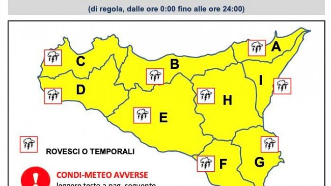 Mazara, Allerta meteo gialla per venerdì 3 marzo