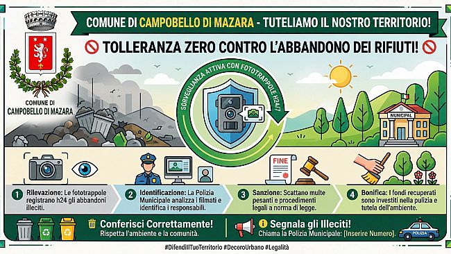 Campobello, tolleranza zero contro gli incivili: installate nuove fototrappole in contrada Tonnara Fontana