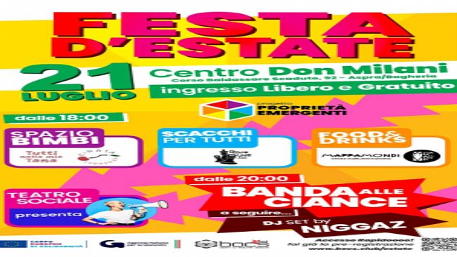 Bagheria, “Festa d’estate” al Centro Don Milani 
