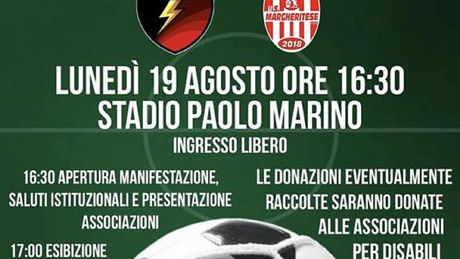 Diamo un calcio alla disabilità, lunedì la partita di beneficenza allo stadio Paolo Marino