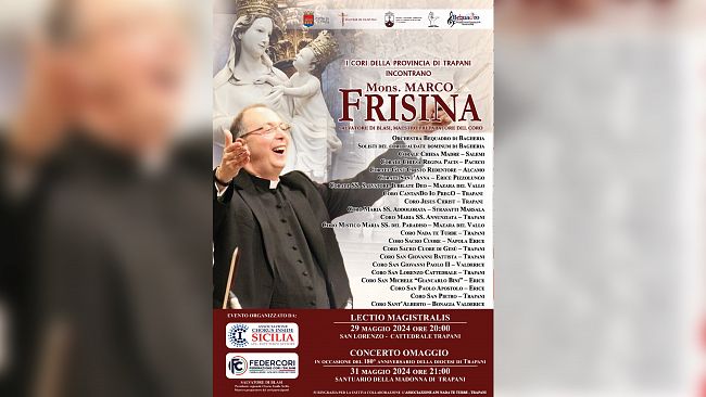 Mons. Marco Frisina a Trapani con 150 Cantori di Chorus Inside Sicilia di Federcori
