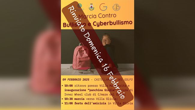 Castellammare, rinviata a causa del maltempo la marcia contro bullismo e cyberbullismo