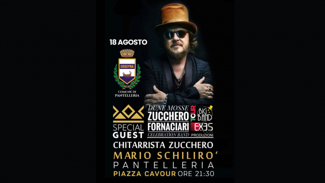 Pantelleria, oggi il concerto-omaggio a Zucchero Fonaciari 