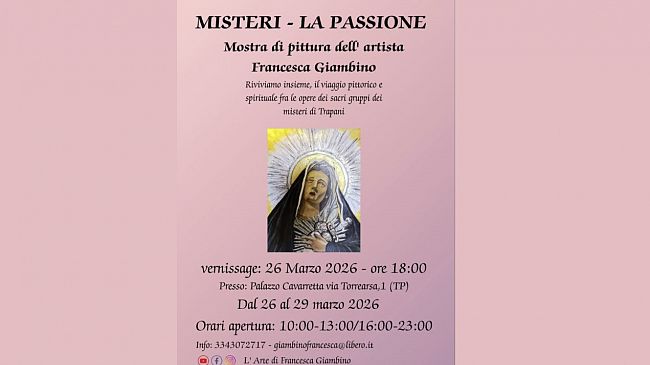 Trapani, a Palazzo Cavarretta la mostra “Misteri – La Passione” di Francesca Giambino