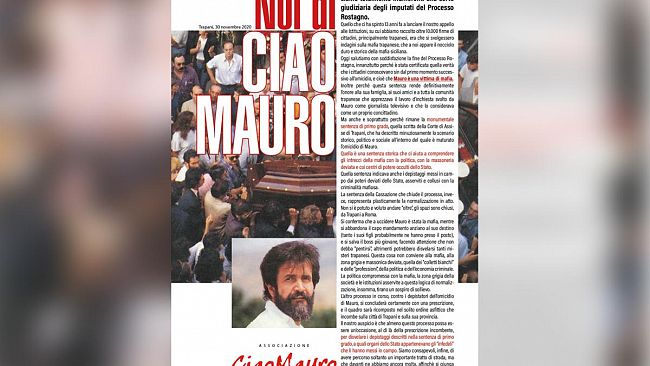 Sentenza omicidio Rostagno. Il commento dell’associazione “Ciao Mauro”