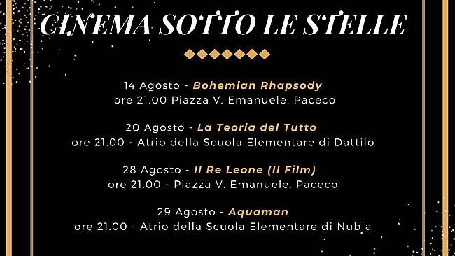 Paceco, appuntamenti con il “Cinema sotto le stelle”