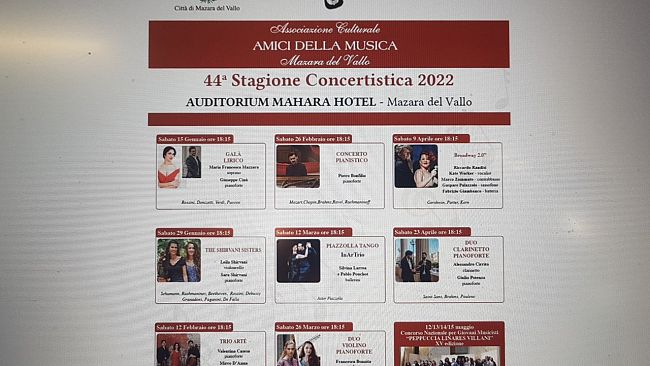 Mazara, dal 15 gennaio al via 44ª Stagione Concertistica al Mahara Hotel
