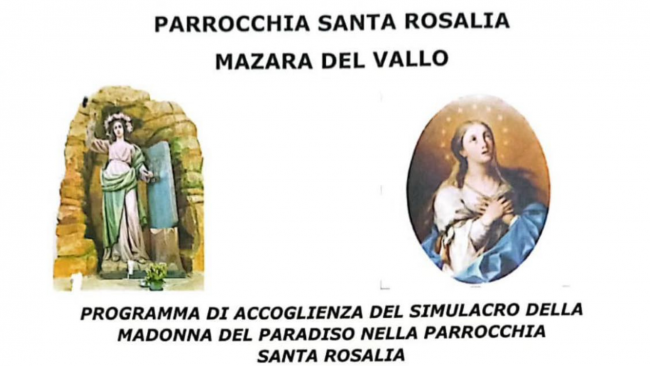 Mazara, programma accoglienza del simulacro della Madonna del Paradiso nella parrocchia Santa Rosalia