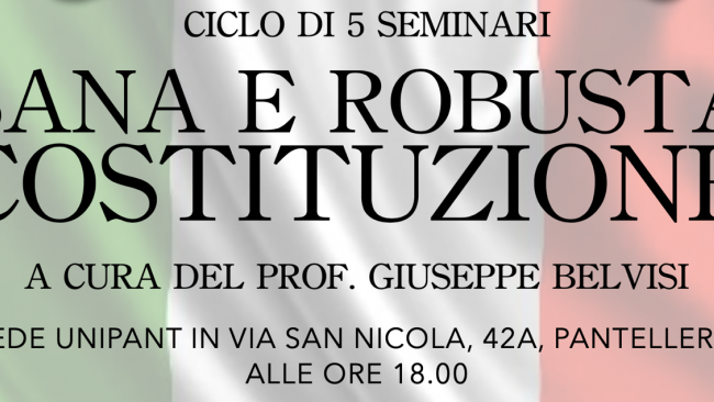 Pantelleria, il 24 aprile parte il ciclo di seminari dell'UNIPANT sulla Costituzione Italiana