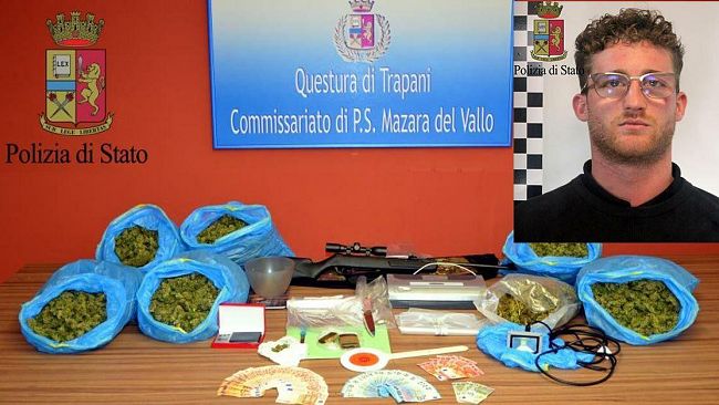 Mazara, una arresto per spaccio di sostanza stupefacente operato dalla Poliza di Stato