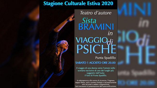 Pantelleria, teatro: domani Sista Bramini con ‘Viaggio di Psiche’ a Punta Spadillo