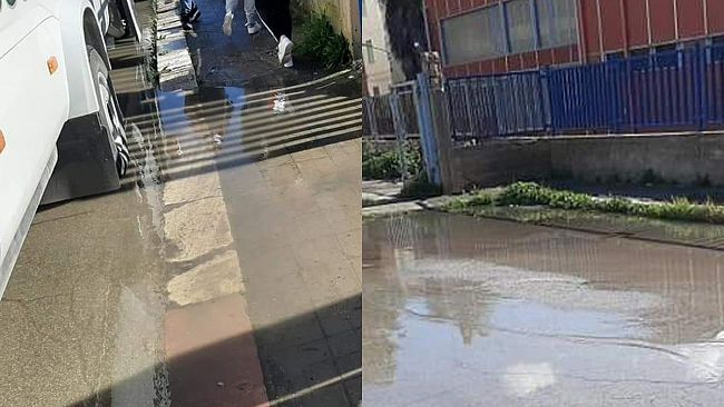 Mazara, maxi-pozzanghera all’ingresso/uscita della scuola “Boscarino-Castiglione”. Disagi per gli studenti