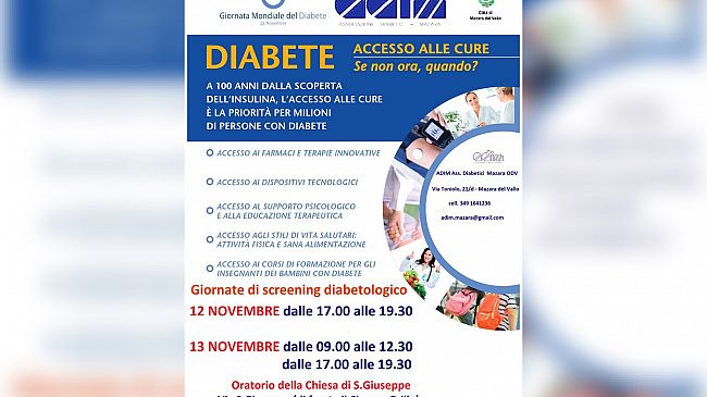 Mazara, screening diabetologici gratuiti a cura dell'Adim