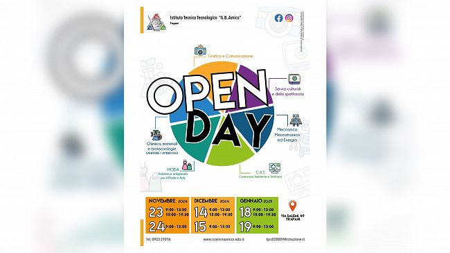 Sabato e Domenica Open Day all’Istituto Tecnico Tecnologico “G.B. Amico” di Trapani