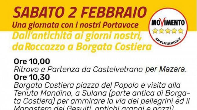 Delegazione parlamentare del M5S domani a Borgata Costiera e nel sito di Roccazzo