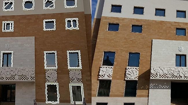 Mazara, rimozione delle cornici simil-Consagra dal “palazzaccio”. Ecco cosa successo. Ma ci sono altri interrogativi…