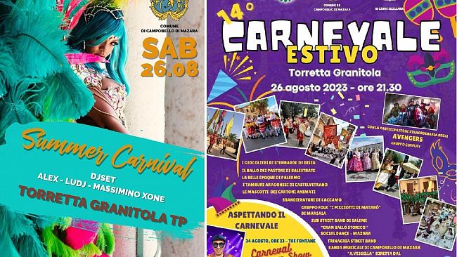 Due show in attesa del carnevale estivo, il 24 e il 25 agosto, a Tre Fontane e Torretta