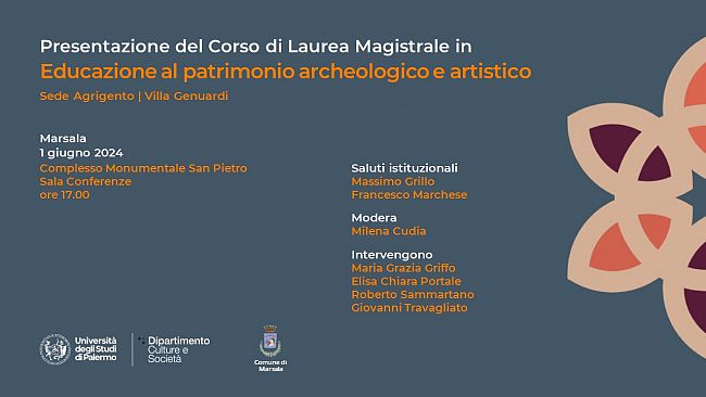 Corso di Laurea magistrale in “Educazione al patrimonio archeologico e artistico”