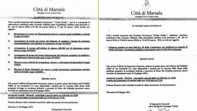 Referendum e petizione popolare, in segreteria la raccolta firme