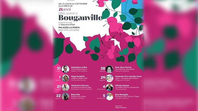 San Vito Lo Capo, al via il 31 luglio la XXI edizione di “Libri, autori e bouganville”