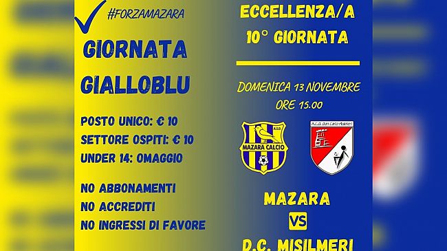 Mazara-Don Carlo Misilmeri, domenica sarà Giornata Gialloblù